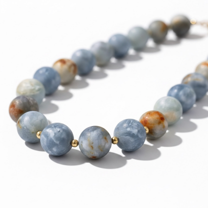 Peaceful By nature - 10mm Blue Celestite Necklace