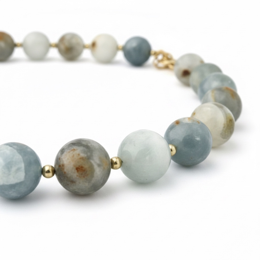 Peaceful By nature - 10mm Blue Celestite Necklace