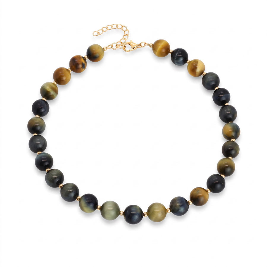 Horizon Necklace — 12mm Blue Brown Tiger’s Eye