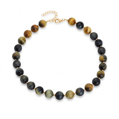 Horizon Necklace — 12mm Blue Brown Tiger’s Eye