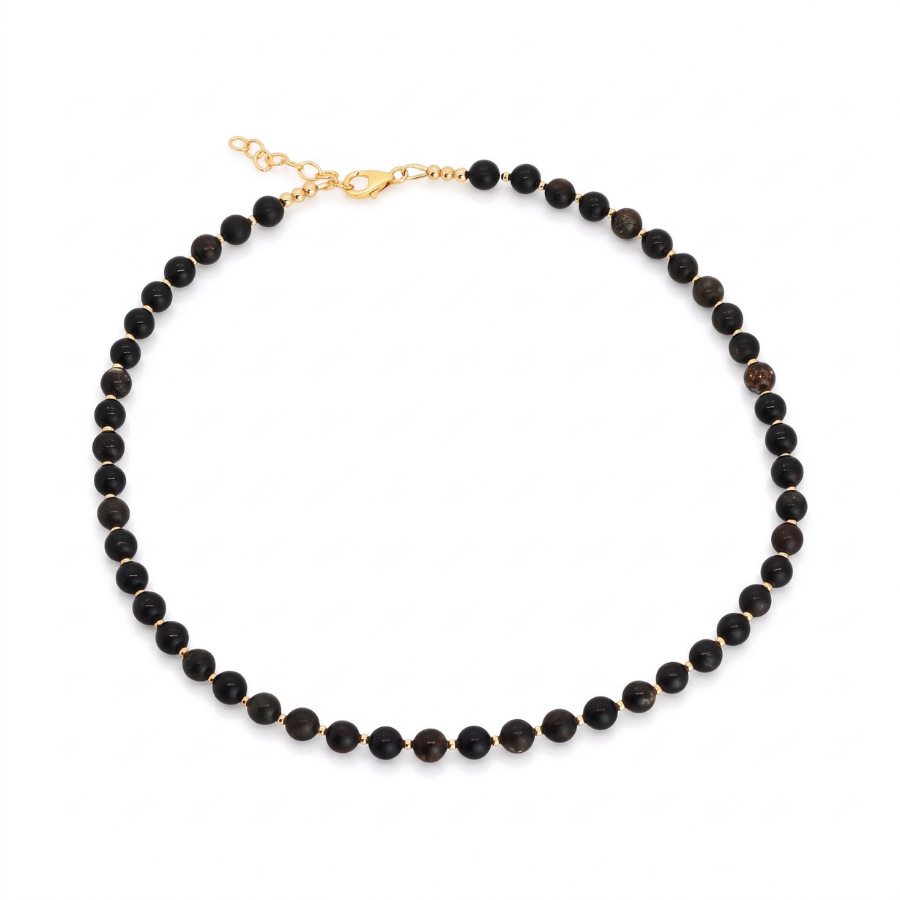 Petite Flint Necklace — 6mm Biotite