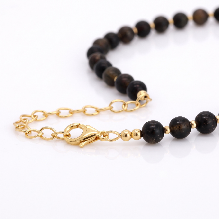 Petite Flint Necklace — 6mm Biotite