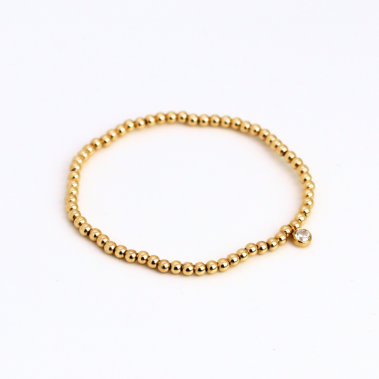 Charm & 3mm gold filled bead bracelet