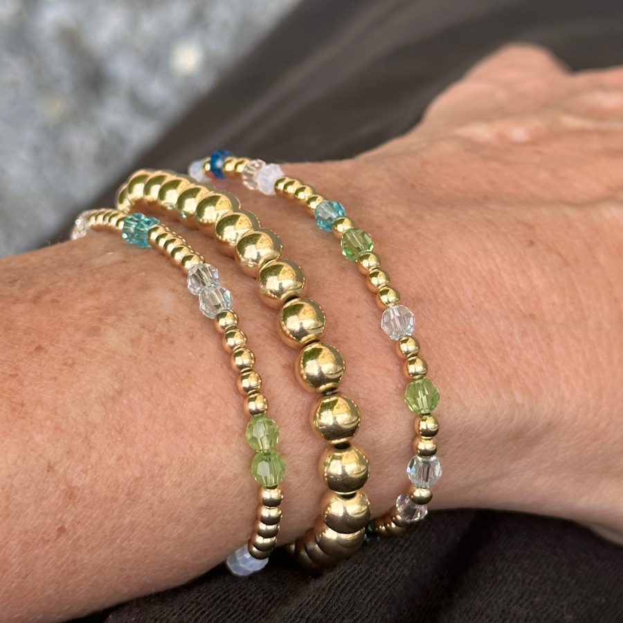 Sea Glass 4mm Swarovski & 3mm Gold