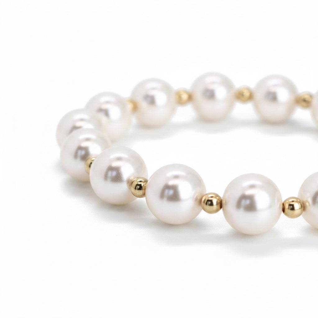 Grace 8mm Pearl & 3mm Gold bracelet